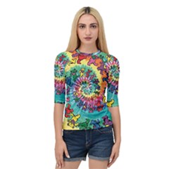 Grateful Dead Bears Tie Dye Vibrant Spiral Quarter Sleeve Raglan T-shirt