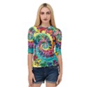 Grateful Dead Bears Tie Dye Vibrant Spiral Quarter Sleeve Raglan T-Shirt View1