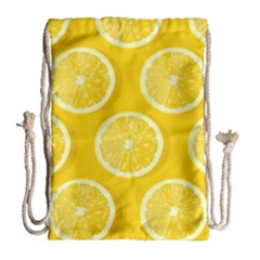 Lemon Fruits Slice Seamless Pattern Drawstring Bag (large) by Ravend