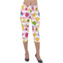 Tropical Fruits Berries Seamless Pattern Lightweight Velour Capri Leggings  View1