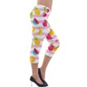 Tropical Fruits Berries Seamless Pattern Lightweight Velour Capri Leggings  View4