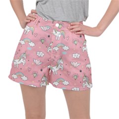 Cute Unicorn Seamless Pattern Women s Ripstop Shorts by Apen