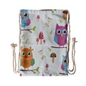 Forest Seamless Pattern With Cute Owls Drawstring Bag (Small) View2