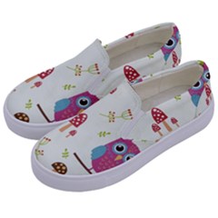 Forest Seamless Pattern With Cute Owls Kids  Canvas Slip Ons by Apen