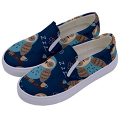 Seamless Pattern Owls Dreaming Kids  Canvas Slip Ons by Apen