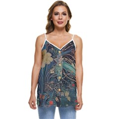 Flowers Trees Forest Casual Spaghetti Strap Chiffon Top