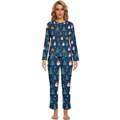 Snow Snowman Tree Christmas Tree Womens  Long Sleeve Lightweight Pajamas Set by Ravend