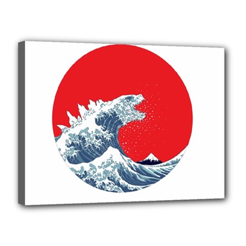 The Great Wave Of Kaiju Canvas 16  X 12  (stretched) by Cendanart