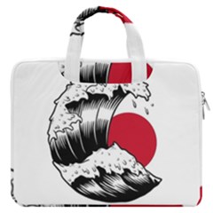 Japanese Sun & Wave Macbook Pro 16  Double Pocket Laptop Bag  by Cendanart