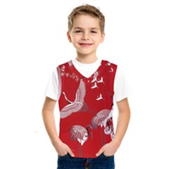 Japanese Crane Bird Art Kids  Basketball Tank Top by Cendanart