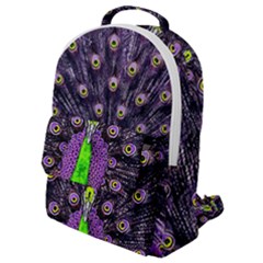 Peacock Bird Color Flap Pocket Backpack (small) by Cendanart