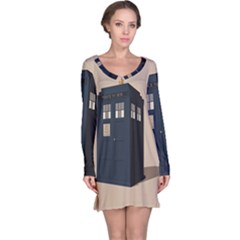 Tardis Doctor Who Minimal Minimalism Long Sleeve Nightdress by Cendanart