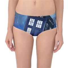 Tardis Doctor Who Space Blue Mid-waist Bikini Bottoms by Cendanart