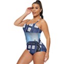 Tardis Doctor Who Space Blue Retro Full Coverage Swimsuit View2