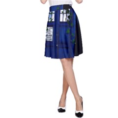 Stuck Tardis Beach Doctor Who Police Box Sci-fi A-line Skirt by Cendanart