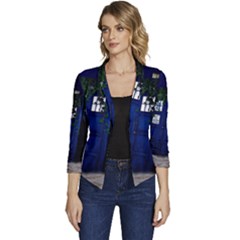 Stuck Tardis Beach Doctor Who Police Box Sci-fi Women s Casual 3/4 Sleeve Spring Jacket by Cendanart