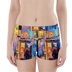 Tardis Doctor Who Paint Painting Boyleg Bikini Wrap Bottoms by Cendanart