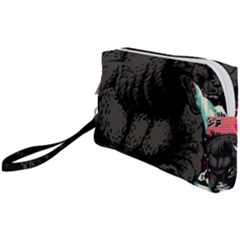 Godzilla Vintage Wave Wristlet Pouch Bag (small) by Cendanart