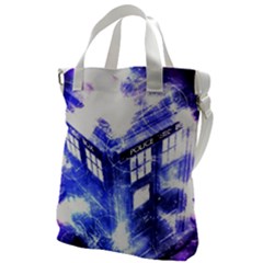 Tardis Doctor Who Blue Travel Machine Canvas Messenger Bag by Cendanart