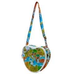 World Map Heart Shoulder Bag by Ket1n9