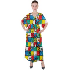 Snakes And Ladders V-neck Boho Style Maxi Dress by Ket1n9