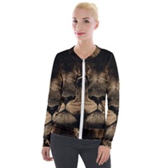 African Lion Mane Close Eyes Velvet Zip Up Jacket by Ket1n9