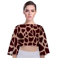 Animal Print Girraf Patterns Tie Back Butterfly Sleeve Chiffon Top by Ket1n9