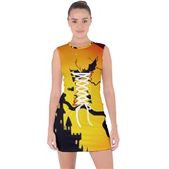 Halloween Night Terrors Lace Up Front Bodycon Dress