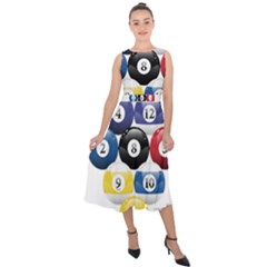 Racked Billiard Pool Balls Midi Tie-back Chiffon Dress by Ket1n9