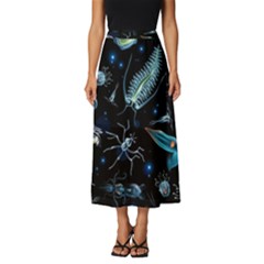 Colorful Abstract Pattern Consisting Glowing Lights Luminescent Images Marine Plankton Dark Backgrou Classic Midi Chiffon Skirt