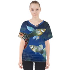 Marine Fishes V-neck Dolman Drape Top by Ket1n9