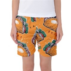 Seamless Pattern With Taco Women s Basketball Shorts by Ket1n9