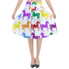 Colorful Horse Background Wallpaper Flared Midi Skirt by Hannah976