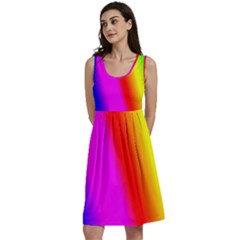 Multi Color Rainbow Background Classic Skater Dress by Hannah976