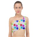 Snowflake Pattern Repeated Spliced Up Bikini Top  View1