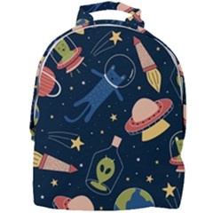 Seamless Pattern With Funny Alien Cat Galaxy Mini Full Print Backpack by Ndabl3x