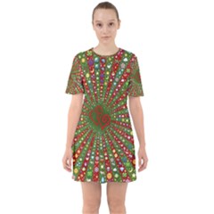 Emoji Hearts Valentine Universe Sixties Short Sleeve Mini Dress by Paksenen