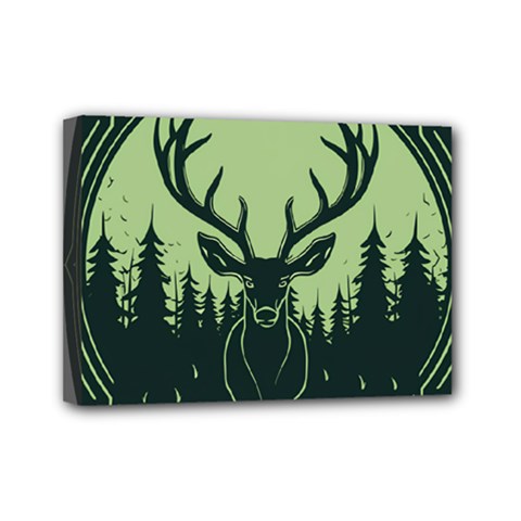 Deer Forest Nature Mini Canvas 7  X 5  (stretched)