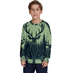 Deer Forest Nature Kids  Crewneck Sweatshirt