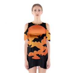 Halloween Bats Moon Full Moon Shoulder Cutout One Piece Dress by Cendanart