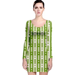 Christmas Green Tree Background Long Sleeve Velvet Bodycon Dress by Cendanart