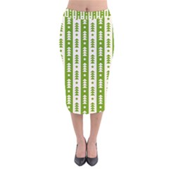 Christmas Green Tree Background Velvet Midi Pencil Skirt by Cendanart