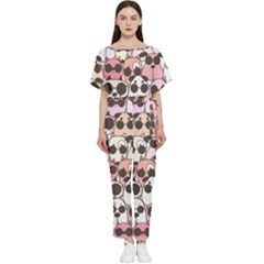 Cute Dog Seamless Pattern Background Batwing Lightweight Chiffon Jumpsuit by Grandong