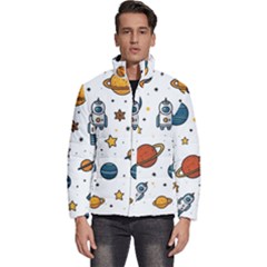 Set Cartoon Symbol Pattern Men s Puffer Bubble Jacket Coat by Bedest