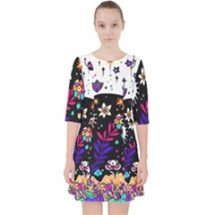 Rainbow Fun Cute Minimal Doodle Quarter Sleeve Pocket Dress by Bedest