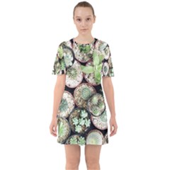 Cactus Nature Plant Desert Sixties Short Sleeve Mini Dress