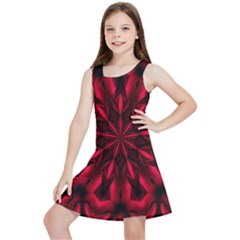 Kaleidoscope Template Red Abstract Kids  Lightweight Sleeveless Dress