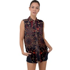 Kaleidoscope Multicoloured Sleeveless Chiffon Button Shirt