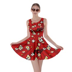 Red Shocking Popcorn Pop Art Skater Dress by CoolDesigns