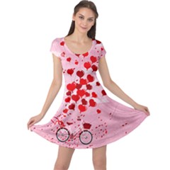 Love Bike Red Happy Valentines Pattern Cap Sleeve Dress by CoolDesigns